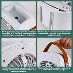 Mobiele Airco - Mini Aircooler - Mini Aircooler met Water USB - Koelventilator - Draagbare Luchtkoeler met watertank - Ventilator - 3 windsnelheden - Airco Alternatief - 128ML - 4000 mAh - Voor kamperen, tent, auto, kamer, thuis - groente — thumbnail 2