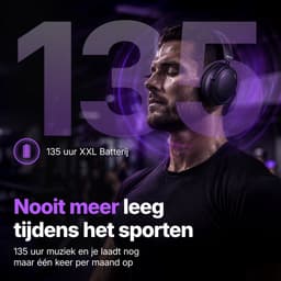 Fitbeats E30 Pro Draadloze Over-Ear Koptelefoon - Met Active Noise Cancelling (ANC) - 135 Uur Batterijduur & 360° Ruimtelijk Geluid - Luxe Comfort & App-Bediening - Zwart — thumbnail 2