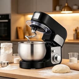 Keukenmixer - Deeg Mengmachine - Bakken Maken - Planetaire Mengstructuur - 36D x 22W x 28H cm - Zilver — thumbnail 2