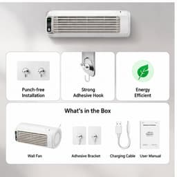 Wandgemonteerde luchtkoeler - Geen boren nodig - Draagbare airconditioner geschikt voor slaapkamers, keukens en badkamers - Wit — thumbnail 4