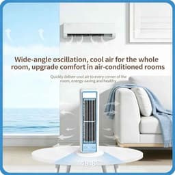 Casa Living Oplaadbare Ventilator - Torenventilator - Draagbaar - Draadloos - 35,5CM Hoog - 3 Snelheden - 3600 mAh Accu - Wit — thumbnail 4