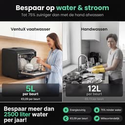 Compacte Vaatwasser - Mini Vaatwasser - Appartement Keuken - App Bediening - 42.5 cm Hoog - Zwart — thumbnail 5