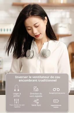 Persoonlijke nekventilator, koeler voor etherische oliën, afneembaar, lichtgewicht en draagbaar, zakformaat, stille roterende motor, veiligheidsventiel, abrikooskleur. — thumbnail 2