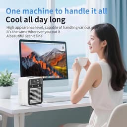 Airco-unit - Stille Draagbare Airconditioner Met Luchtbevochtiger Mist, 2/4u Timer En 2 Snelheden, Digitaal Display, 500ml Persoonlijke Verdampingskoeler, Voor Thuis, Slaapkamer - wit [Energieklasse A] — thumbnail 5