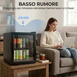 ECTEATOY® Mini Koelkast met Glazen Deur - Drankenkoelkast 46L (59 Blikjes) - Vrijstaand - Touchscreen 0-20°C - LED Verlichting - Stil (39dB) - Zwart — thumbnail 4