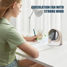 Bureau Ventilator - Tafel Ventilator - Persoonlijke Koeling - Stille Werking - 17.6x8.6x19.1cm - Beige — thumbnail 4