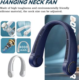 Draagbare nekventilator, 360° verstelbare ventilator zonder bladen met 4000mAh batterij, draagbare ventilator voor kantoor, thuis, op reis, buiten, 3 snelheden (A) — thumbnail 3