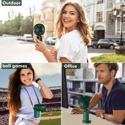 Draagbare ventilator, mini USB oplaadbare draagbare ventilator, kleine zakventilator met 5 snelheden en voet, 4200 mAh batterij, opvouwbare bureauventilator voor kantoor en buitengebruik — thumbnail 2