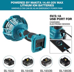 Makita 18V Li-ion accu draagbare ventilator met verlichting, stille USB oplaadbare bureauventilator met afstandsbediening, 4-uurs timer, krachtige luchtstroom, 3 snelheden — thumbnail 4