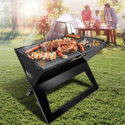 Draagbare opvouwbare grill met rooster - Zwart — thumbnail 3