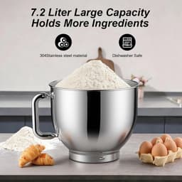 Keukenmachine - Mixer Foodprocessor - Bakken en Koken - Krachtige 2000W Motor - 7.2L Kom - Zwart — thumbnail 3