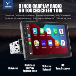 ESSGOO 1 din autoradio - Apple CarPlay en Android Auto - 9 inch HD verstelbaar scherm - USB, AUX en Bluetooth — thumbnail 4