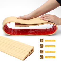 100 x 6,5 x 2,5 cm, deurdrempelhelling, pvc rolstoelhelling, antislip oppervlak, rubberen helling, oprijplaat, drempelhelling voor rolstoel, kinderwagen, rollator of e-scooter (bruin — thumbnail 2