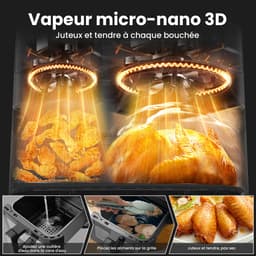 Airfryer 10L met dubbele mand 6L + 4L, 2800W, 12 kookprogramma’s, LED-touchscreen, kijkvenster en microstoomfunctie, 50–200°C, olievrije XXL heteluchtfriteuse voor grote gezinnen, zwart — thumbnail 3