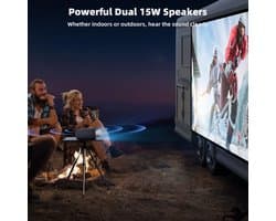 SnelShoppen - CASIRIS Omnistar Beamerset 100 inch Scherm, 1500 ANSI, Autofocus, 1080p Full HD, 4K-ondersteuning, 5G WiFi en Bluetooth Projector voor T