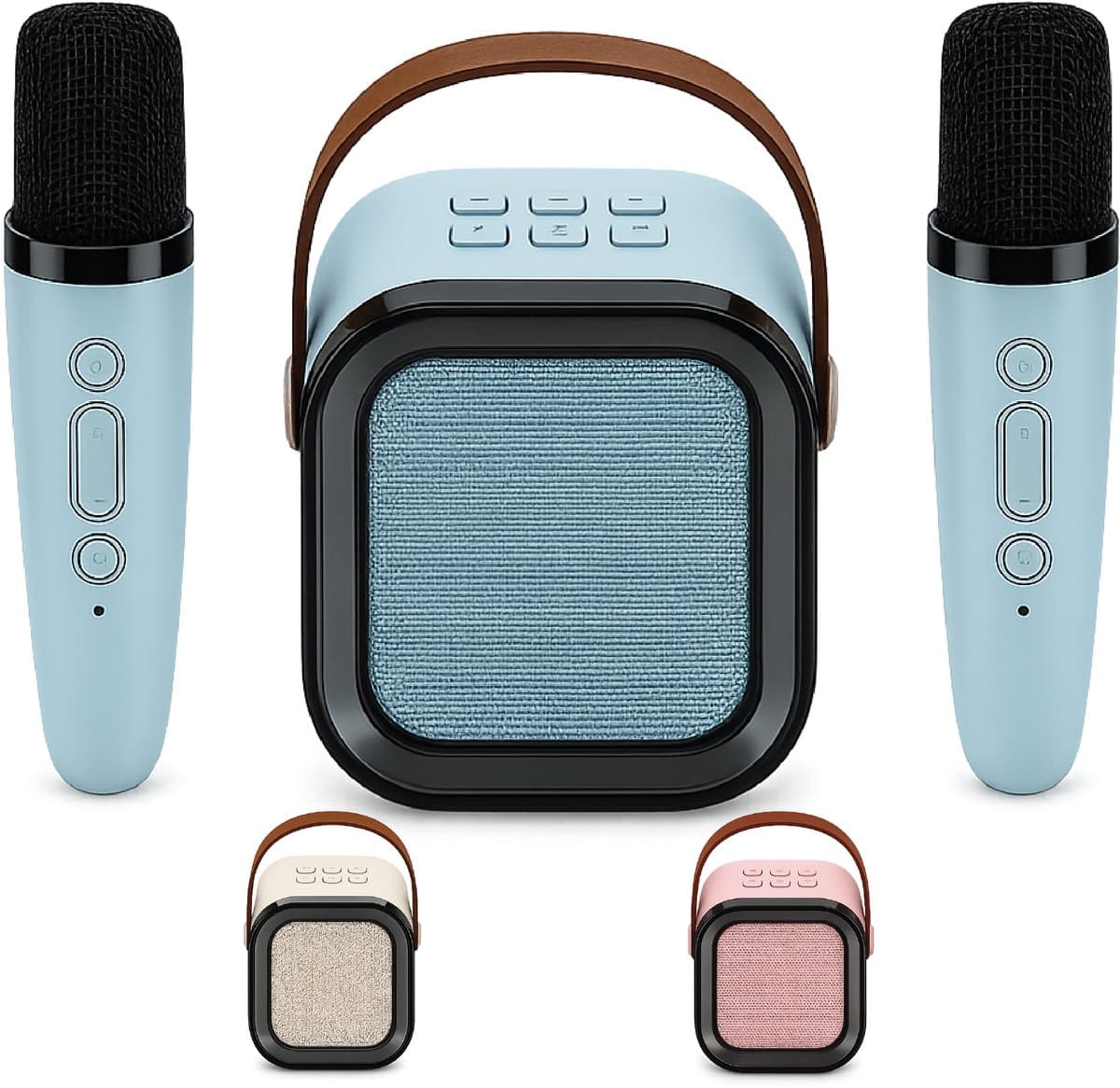 DUTCHPOWER Karaoke Set met 2 Draadloze Microfoons - Blauw - Bluetooth 5.3 Speaker - USB-C Oplaadbaar - LED Lichteffecten — afbeelding 1