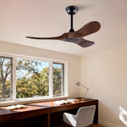 Plafondventilator 42 inch met 3 houten bladen en propellerontwerp - geheugenfunctie - afstandsbediening - geschikt voor binnen en buiten (terras, woonkamer, slaapkamer) - walnoot afwerking - modern design — thumbnail 3