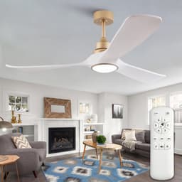 Moderne plafondventilator met licht 52 inch wit-gouden - Afstandsbediening - Stille omkeerbare DC-motor - Geheugenfunctie - 3 ABS-bladen - Geschikt voor binnen en buiten — thumbnail 2