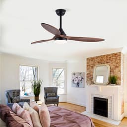 Plafondventilator 52 inch Zwart met LED-verlichting - 3 CCT dimbare LED - Stille omkeerbare DC-motor - Afstandsbediening met geheugenfunctie - 3 massief houten bladen - 52 inch diameter — thumbnail 3