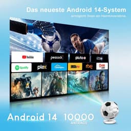 SnelShoppen - Mini Beamer 4K, Smart Projector met Android 14.0, Draagbare Wifi 6 en Bluetooth 5.4, Kleine Telefoonprojector voor Home Cinema en Outdoo — thumbnail 2