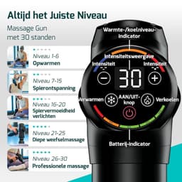 SnelShoppen - Massage Gun met Warmte- en Koudefunctie, 20 Instelbare Niveaus, Massagepistool voor Diepe Weefselmassage, 8 Opzetstukken - Schouders, Ru — thumbnail 5
