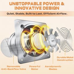 Afzuigventilator 200 mm – Stille Badkamerventilator – 980 m³/u Luchtafvoer – RVS – Wand- en Plafondmontage – 7 Bladen — thumbnail 2