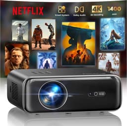 SnelShoppen - Slimme Beamer WiFi Bluetooth Projector met 4K-ondersteuning, Autofocus, Dolby, 1080p Full HD, Automatische Keystone-correctie voor Thuis — thumbnail 1