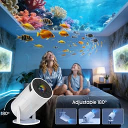 SnelShoppen - Mini-Beamer 1080p 4K Draagbare Projector met WiFi 6 en Bluetooth 5.0 - Keystone 180° Draaibaar voor Mobiele Telefoon, TV-Stick, Feest, C — thumbnail 3