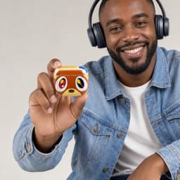 Enluxe Case geschikt voor Airpods 4 - Schattige Cartoon Beer - Bruin Hoesje, Schokbestendig & Draadloos Opladen — thumbnail 4