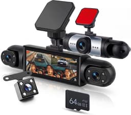 SnelShoppen - Rimoody Dashcam Auto 4 Camera's met Nachtzicht, Bewegingsdetectie, Parkeermodus 24/7, 3,16 inch IPS Display, 1080P, Ondersteuning 64GB G — thumbnail 1