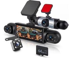SnelShoppen - Rimoody Dashcam Auto 4 Camera's met Nachtzicht, Bewegingsdetectie, Parkeermodus 24/7, 3,16 inch IPS Display, 1080P, Ondersteuning 64GB G