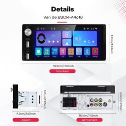 Boscer 1 Din Autoradio met Ingebouwde DAB+ - Draadloos Apple CarPlay & Android Auto - 6.9 Inch Scherm - Bluetooth, FM/AM Radio (RDS) - USB & USB-C - ISO Universeel - Achteruitrijcamera & Microfoon — thumbnail 3
