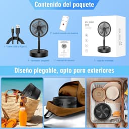 Staande Ventilator Opvouwbaar met 8000mAh Accu – Stil, 4 Standen, Afstandsbediening en 70° Oscillatie — thumbnail 3