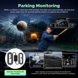 SnelShoppen - 4-Kanaals Dashcam Auto 360 Graden, 2K Infrarood Nachtzicht, 5GHz WiFi, Parkeermodus, Inclusief 64GB Kaart & Hardwire Kit — thumbnail 4