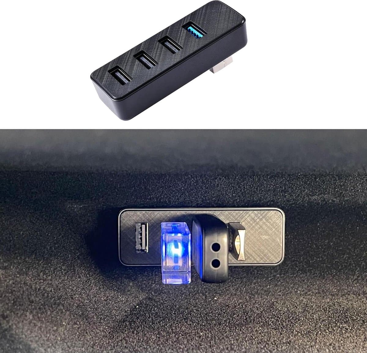 Thijox - Handschoenenvak USB Hub voor Tesla 2024-26 Model 3 Highland & 2025-26 Model Y Juniper - 4-in-1 Dockstation voor Dashcam, USB-stick, Gegevenso — afbeelding 1