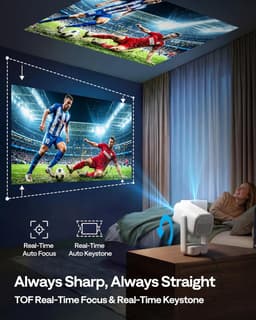 SnelShoppen - Draagbare Projector met Ingebouwde Netflix-app, Native 1080P HDR10, 4K Ondersteuning, USB-C Aangedreven, TOF Auto Focus, Dolby Audio - P — thumbnail 4