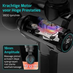SnelShoppen - Massage Gun, Stille Massager met 30 Snelheidsniveaus, Diepe Weefselmassage, 12 Opzetstukken voor Schouders, Rug en Volledige Lichaamsont — thumbnail 3