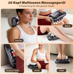 SnelShoppen - Professioneel Massagepistool met Rood Licht, Diepteweefsel, 3 Modi, 30 Snelheden, 20 Massagekoppen voor Spierontspanning op Rug, Taille, — thumbnail 5