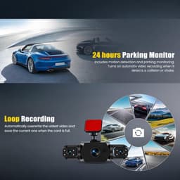 SnelShoppen - 4-Kanaals Auto Dashcam 360°, 1080p Full HD, Infrarood Nachtzicht, Loopopname, Parkeerassistentie, Expositiecorrectie — thumbnail 3