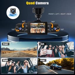 SnelShoppen - 4-Kanaals Auto Dashcam 360°, 1080p Full HD, Infrarood Nachtzicht, Loopopname, Parkeerassistentie, Expositiecorrectie — thumbnail 2