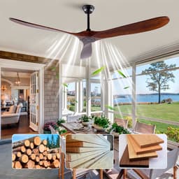 MODENUIT Plafondventilator – 70 Inch – Zonder Verlichting – Hout en Metaal – Zwart en Donker Walnoot — thumbnail 5
