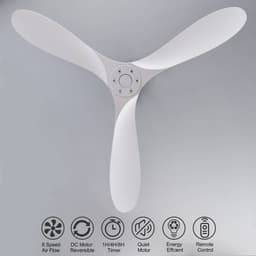 Modenuit Plafondventilator – 132 cm – Zonder Verlichting – ABS – Wit – Met Afstandsbediening en Timer — thumbnail 2