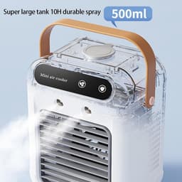 Draagbare luchtkoelventilator met twee snelheidsstanden, stille verneveling, 500 ml waterreservoir, USB-voeding, geschikt voor slaapkamers, bureaus, buiten en andere plaatsen. — thumbnail 2