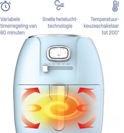 SNJY® Mini Airfryer - Airfryer Klein - Camping Airfryer - 4 Liter - 1500W - Blauw — thumbnail 2