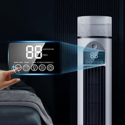 Torenventilator - Ventilator zonder bladen - Stille koeling thuis - 6 snelheden met water - 38 cm hoog - Wit — thumbnail 4
