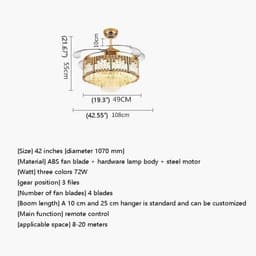 Plafondventilator Lamp - Moderne Verlichting - Comfort Binnen - Drie Kleuren - 108cm Diameter - Wit — thumbnail 1