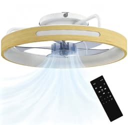 TEKROA® Plafondventilator met LED Verlichting 40W - 6 Snelheden -Stille DC Motor - Afstandsbediening - Zomer & Winterstand - Hout — thumbnail 1