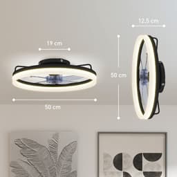 ECTEATOY® Plafondventilator met Verlichting - 40W LED - Stille DC Motor - Afstandsbediening - 6 Snelheden - Dimbaar - Zwart — thumbnail 3
