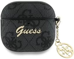Guess Hoesje geschikt voor AirPods 4 / 5 | Premium Eco-leder en Duurzaam PC | met Charm | Robuust | Zwart — thumbnail 1