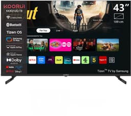 Koorui Tizen by Samsung Smart TV - QLED Ultra HD 4K - 43 inch/109 cm - Voice Controle - Streaming apps – AirPlay – Hotelmodus - HDMI x3, USB x2, CI+ - Tripple Tuner DVB-T/T2/S/S2/C - Frameless Design - Geassembleerd in Nederland - K43Q1UQ-T8 — thumbnail 1